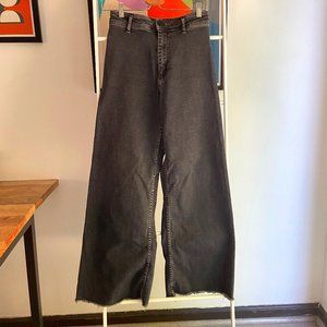 Zara "The Marine Straight" — women's high waist wide leg jean, black, sz. 4